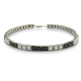 1ct Black and White Diamond Tennis Bracelet in Sterling Silver 7"