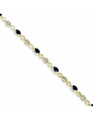 Genuine 14K Yellow Gold Diamond And Sapphire Oval Bracelet 5 Grams Of Gold 100% Satisfaction Guaranteed.