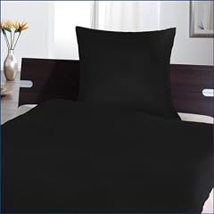 Schwarze Bettw�sche 135x200cm mit Rei�verschluss // Kissen 80x80cm // Kostenloser Versand || Bettgarnitur Bettzeug Bettbezug | schwarz