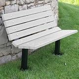 Contour Bench, Recycled Plastic, 4 Ft, In Ground Mount, White