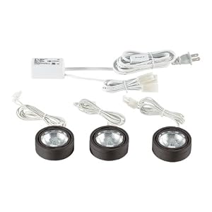 Eurofase RK29-01 Mini-Puck Plastic Halogen 3-Light Clear Lens Downlight Kit, Black