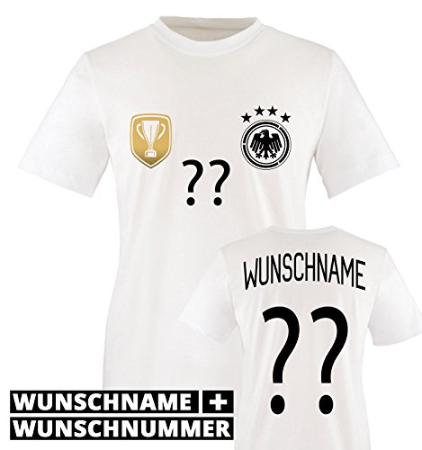 TRIKOT – DELUXE 2016 – DE – WUNSCHDRUCK – Kinder T-Shirt – Weiss / Schwarz-Gold Gr. 134-146