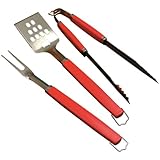 Charcoal Companion Perfect Chef 3-piece Barbecue Tool Set with Red Handle