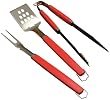 Charcoal Companion Perfect Chef 3-piece Barbecue Tool Set with Red Handle