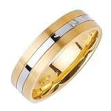Band Designer Mens 6 mm 14K Two Tone Gold Comfort Fit Wedding Band