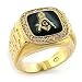 Masonic Ring - Black Background - CZ Crystal - Sizes 8-13