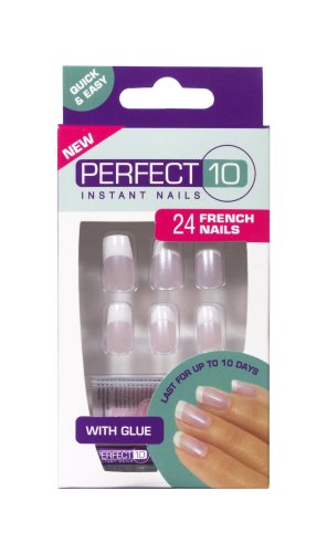 Childrens Toyshop  Health & Personal Care : Perfect 10 French Artificial Nails -  Pink Shimmer