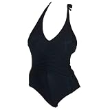 Calvin Klein Shirred Halter Tank Swimsuit 56606D6 Black