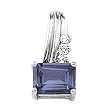 14K White Gold Iolite and Diamond Pendant