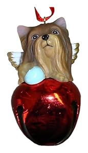 #!Cheap Christmas Holiday Yorkie Yorkshire Terrier Dog Red Ornament Bell Pup