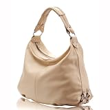 Black Italian Leather Hobo / handbag (Beige)