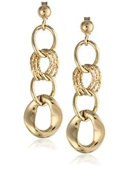 14k Italian Yellow Gold Drop Link Dangle Earrings
