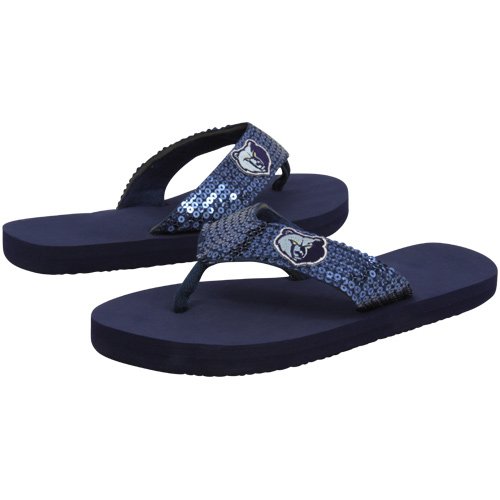 Memphis Grizzlies Ladies Navy Blue Sequin Strap Flip Flops (5/6)