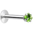 16 Gauge Green 2mm Square Gem Internally Threaded Labret Monroe Tragus