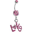Pink Gem Love Belly Ring