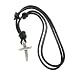 Auburn Leather 41-8230-100 True Freedom Collection Black Leather Rope Necklace with Small Cross