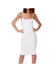 Polyester/Spandex Spaghetti Strap Tank Sheath Stretchy Open-Back Backless Cocktail Knee Length Bodycon Dress/Midi Dress 