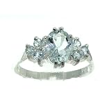 Sterling Silver Ladies Aquamarine Ring