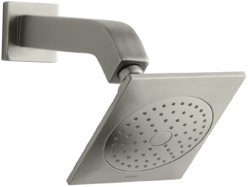 KOHLER K-14681-BN Loure 2.5 gpm Single-Function Showerhead with Katalyst Spray, Showerarm, and Flange, Vibrant Brushed Nickel