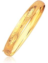 Classic Floral Carved Bangle in 14K Yellow Gold (8.0mm)