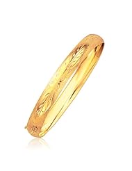 Classic Floral Carved Bangle in 14K Yellow Gold (8.0mm)
