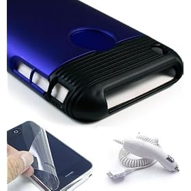 Blue Apple iphone 3G iphone 3GS Carrying case iphone 3Gs case Shield Protector + Iphoen Screen Protector + Iphone 3G iphone 3Gs car charger + WristBand