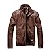 Zeagoo Men's British Style Stand-collar Zipper Faux Leather Motorcycle Coat Jacket
