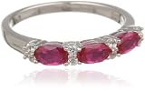 Sterling Silver Oval Created Ruby with Created White Sapphire Ring, Size 7 Sterling Silver Oval Created Ruby with Created White Sapphire Ring, Size 7