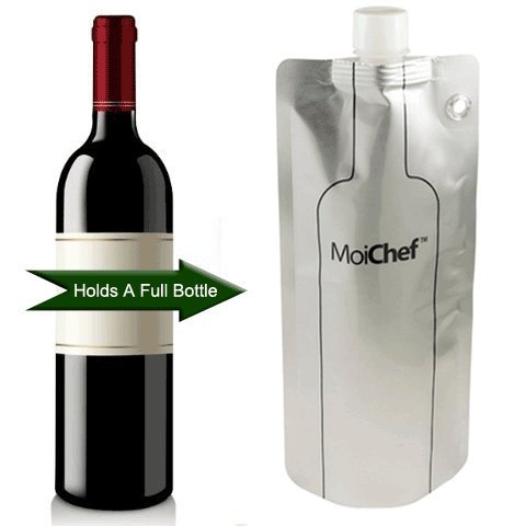 MoiChef Collapsible Reusable Leakproof Wine Bottle - 750 ml Wine On The Go Bag/Flask
