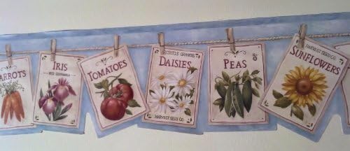 Seed Packet Gardening Wallpaper Border - Blue by Cambridge Studios