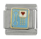 SilverBin Enamel Paint Heart Telephone Stainless Steel Italian Charm Link