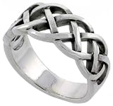 Sterling Silver Celtic Knot Ring Band (Available in Sizes 4 to 11), 3/8" Thick