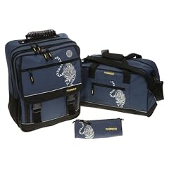 3er SET: FABRIZIO Blue TIGER : Schulrucksack + Sporttasche + M�ppchen + REGENSCHUTZ / BLAU