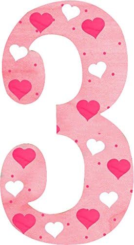 Designocrasy Wooden Number "3" Monogram Sign. Loving Hearts Design.18" Baby's 1St Birthday, Birthday Party Decoration, Home Dacor, Door Hanger