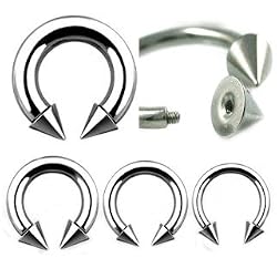 16G Internally Threaded Surgical Steel Horseshoe Spike - 7/16 - Sold as a Pair