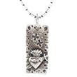 Southwestern Native American Hand Crafted Spanish or Mexican Style Sacred Heart, Sword and Crosses Dog Tag Style Pendant in Sterling Silver on 30" Oxidized Bead Chain, #7739