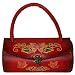 A Beautiful Style Real Leather Handbag, Circular Tube Shaped, Butterfly & Flower, Burgundy