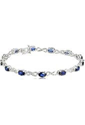 Sterling Silver Created Gemstone and Diamond Infinity Bracelet (1/10 cttw, I-J Color, I2-I3 Clarity)