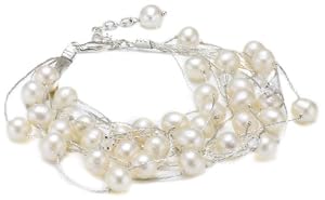 Dew Multi-strand Bracelet with Freshwater Pearls and Swarovski Crystal Beads 70GEFP