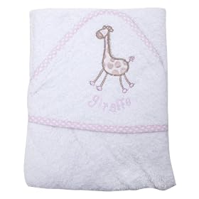 Baby Girl Giraffe Hooded Bathrobe, Babies 100% Cotton Towel Bath Robe (75cm x 75cm) (Pink)