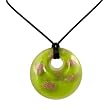 Necklace - N76 - Murano Glass Style - Round Shape ~ Lime with Copper Flecks
