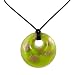 Necklace - N76 - Murano Glass Style - Round Shape ~ Lime with Copper Flecks