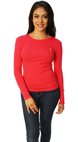Ralph Lauren Women Crewneck Ribbed Cotton Long Sleeve Tee
