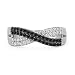 10KT White Gold Black And White Round Diamond Twisted Fashion Ring (1/3 cttw)