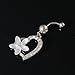 MSmask New Fashion Flower Rhinestone Heart Dangle Ball Belly Button Navel Ring Bar Barbell Body Piercing