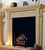 Fireplace mantel:Classic Home Elements Adam Limestone Mantel Fireplace Surround