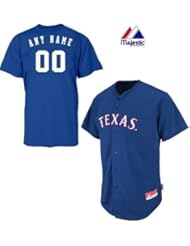 Sports: Texas Rangers Full-Button CUSTOMIZED (Any Name & Number on Back) Major League Baseball Cool-Base Replica MLB Jersey - Texas Rangers Replica by Majestic