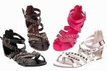 EyeCatchShoes - Janus Gladiator Stud Flat Sandals Shoes