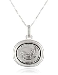 Sterling Silver "May The Wings Of Friendship Never Lose A Feather" Antique Silver Reversible Pendant Necklace with Feather, 18"