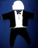 White with Black Jacket and Pants Suit (Five preemie and newborn sizes)